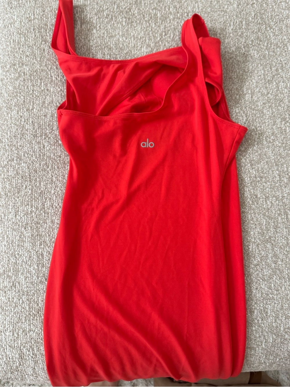 Alo Yoga Asymmetric Soleil Dress in red hot summer color - Picture 2 of 2